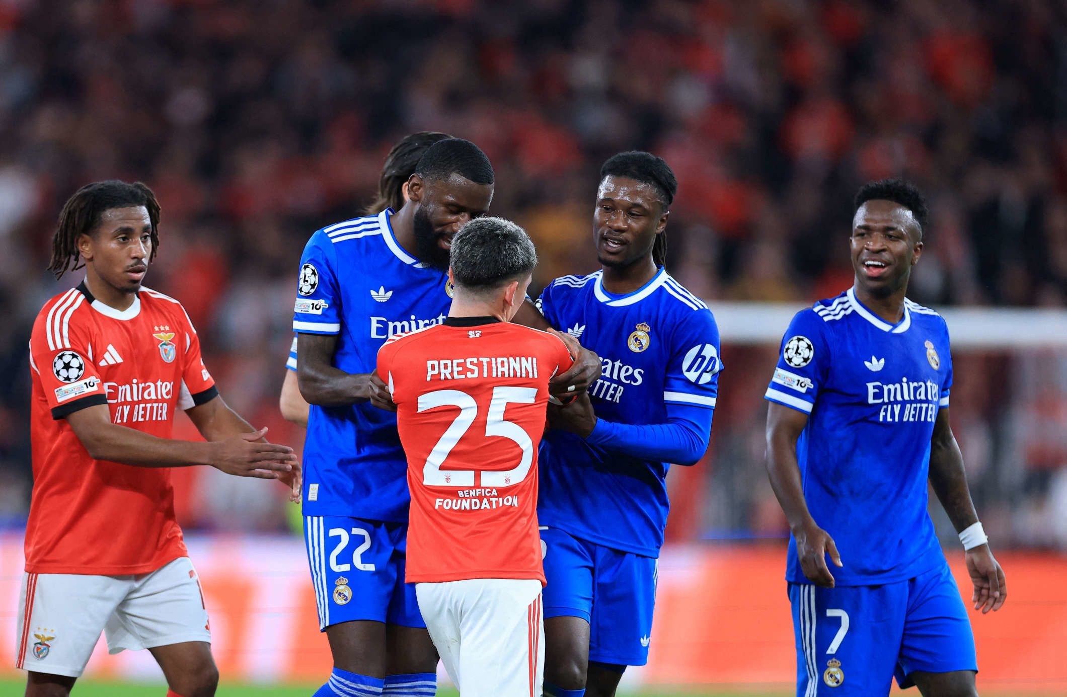 Prestiannni arguing with Real Madrid players.