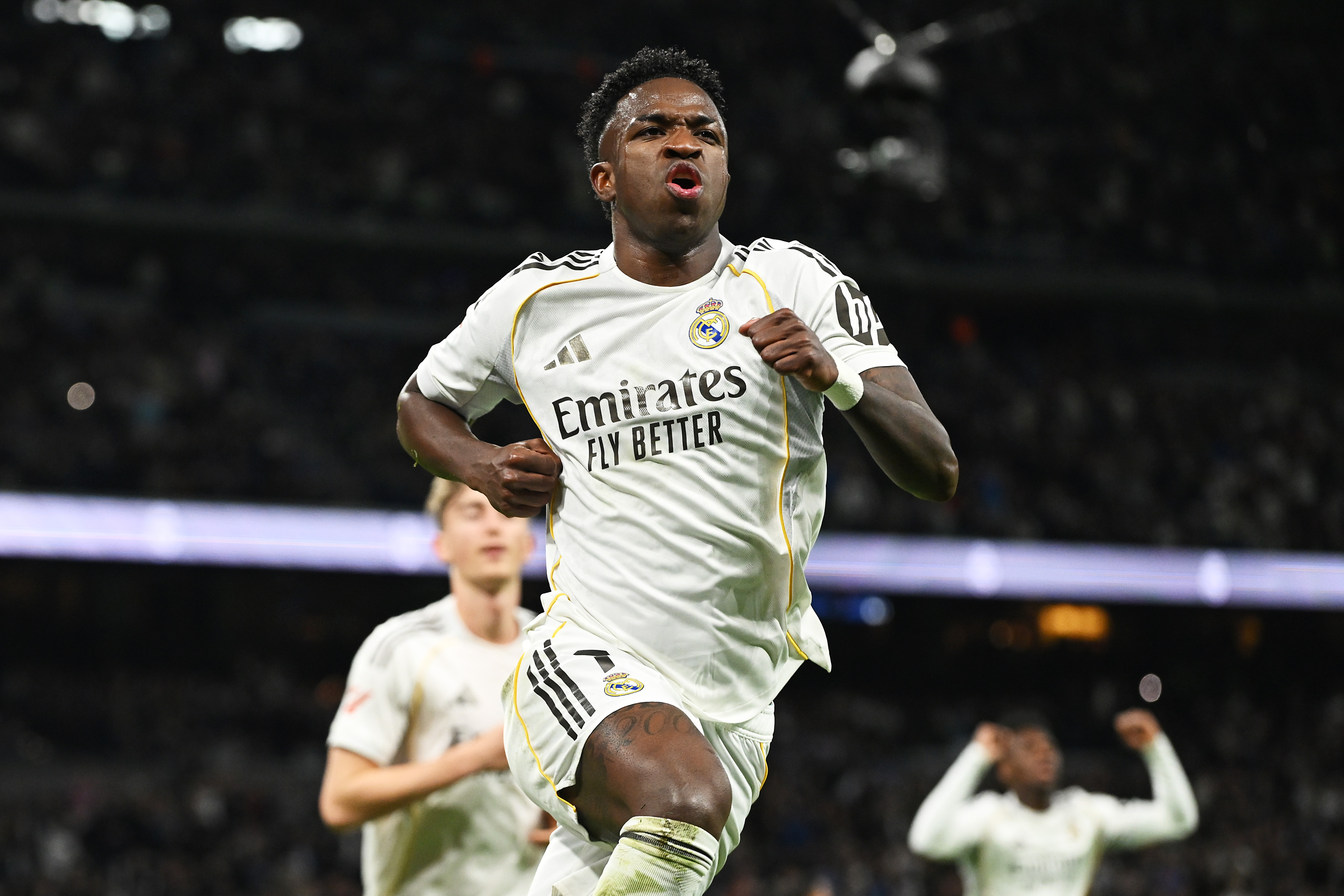 Vinicius celebrates against Real Sociedad.