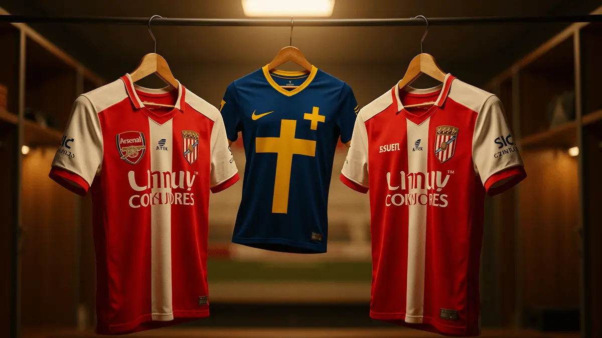 Arsenal and Atlético Madrid jerseys with Swedish kit in transfer swap deal composition
