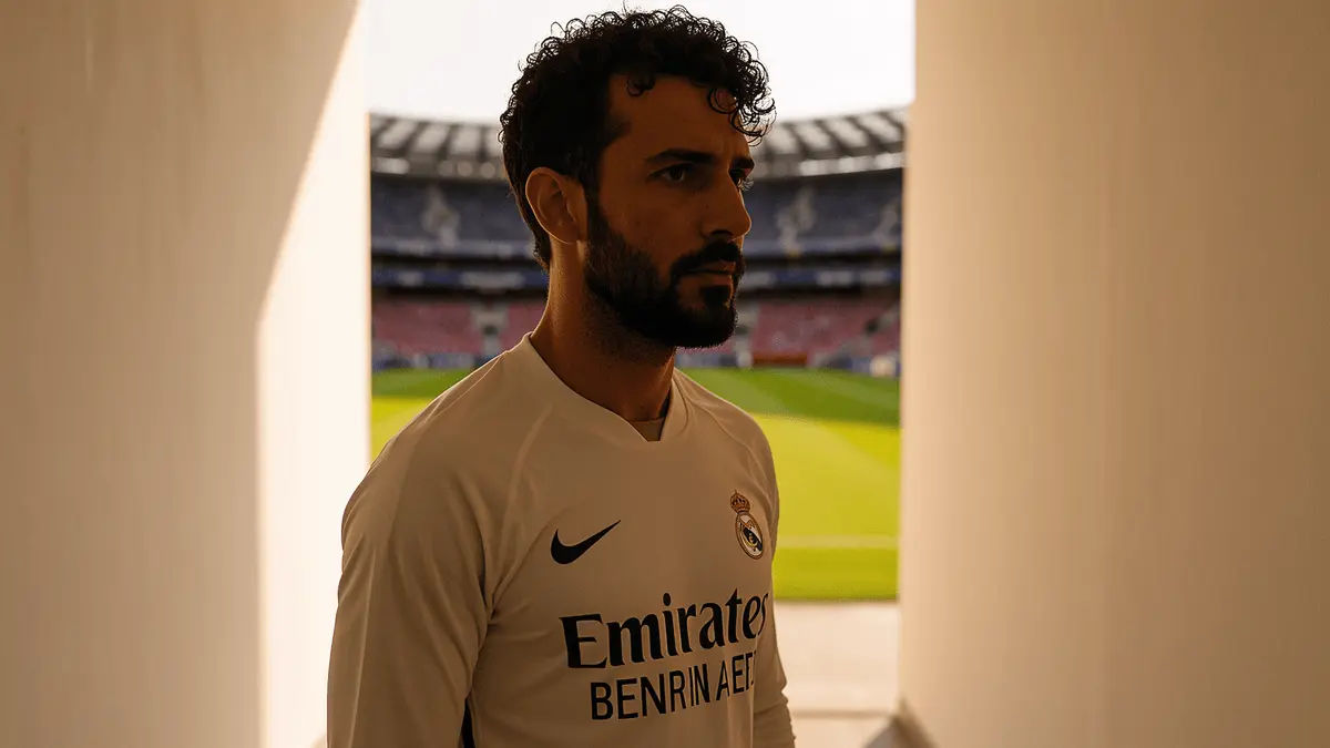 Marc Cucurella in Real Madrid kit at Santiago Bernabéu tunnel ahead of his debut season
